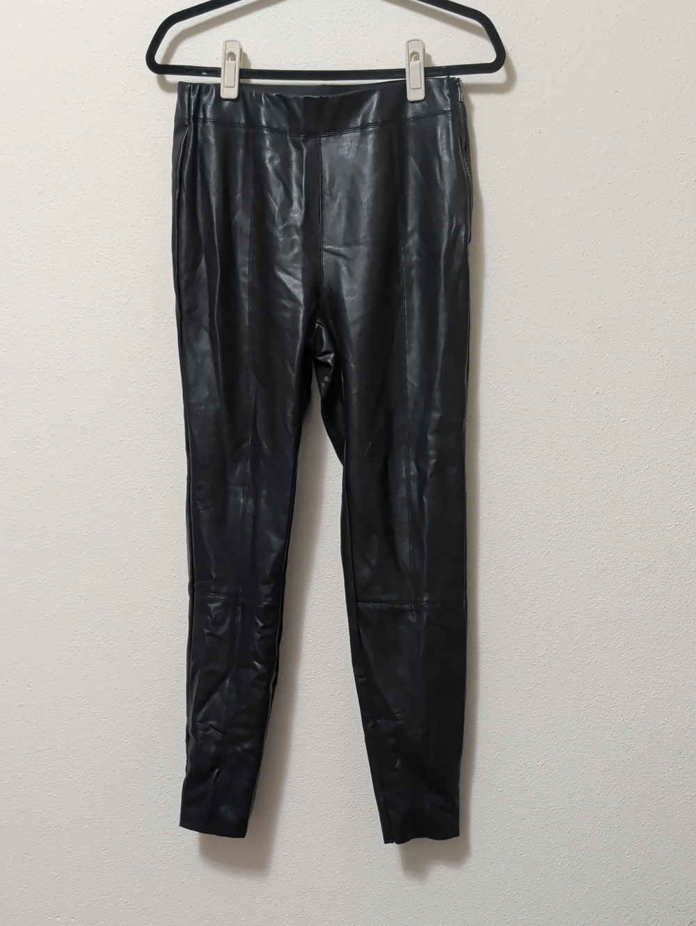 Topshop Black Faux Leather Cropped Leggings